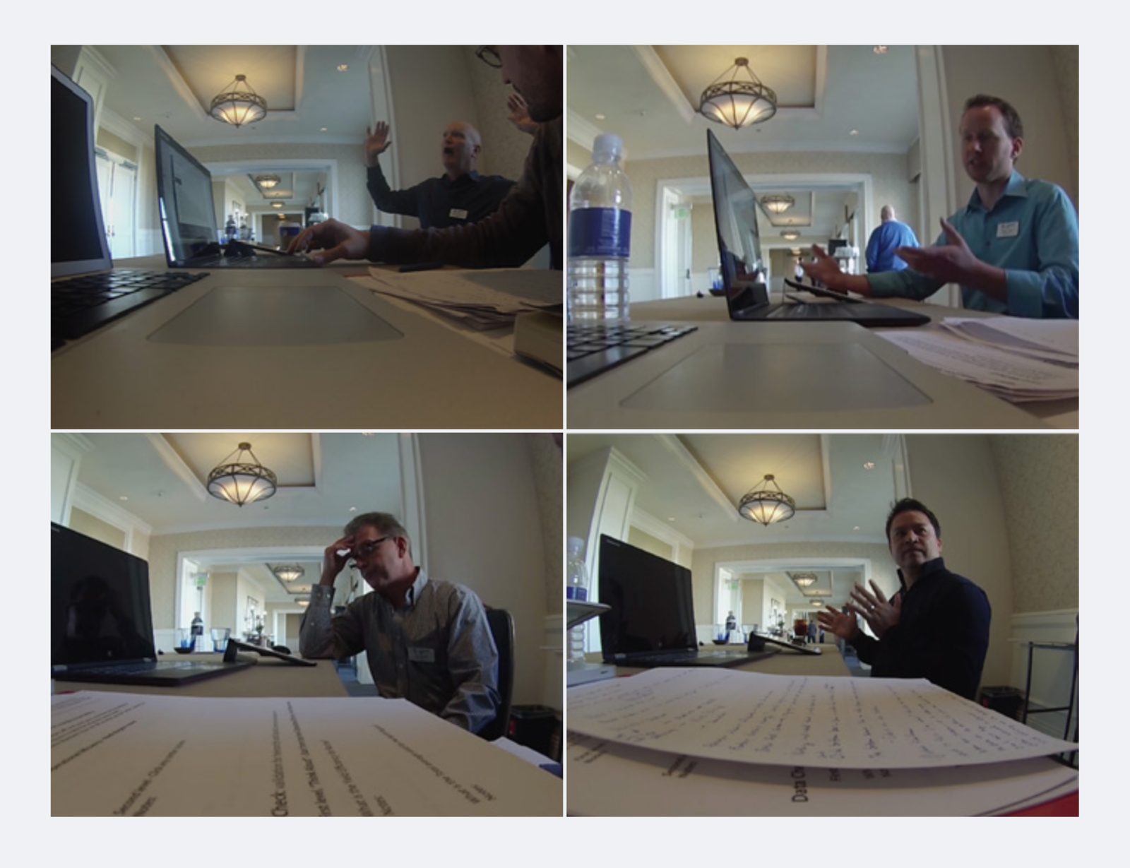 Four stills of power users testing the prototype
